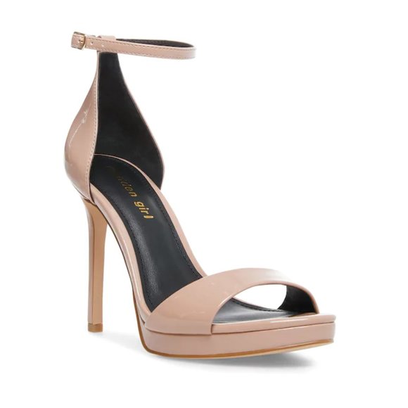 Madden Girl Flashy Ankle Strap Fawn Patent Heels - Picture 2 of 16